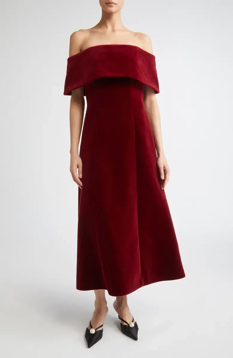 Timeless Special Occasion Sophisticated Graceful Stylish Elegant Burgundy Velvet A-Line Prom Dress