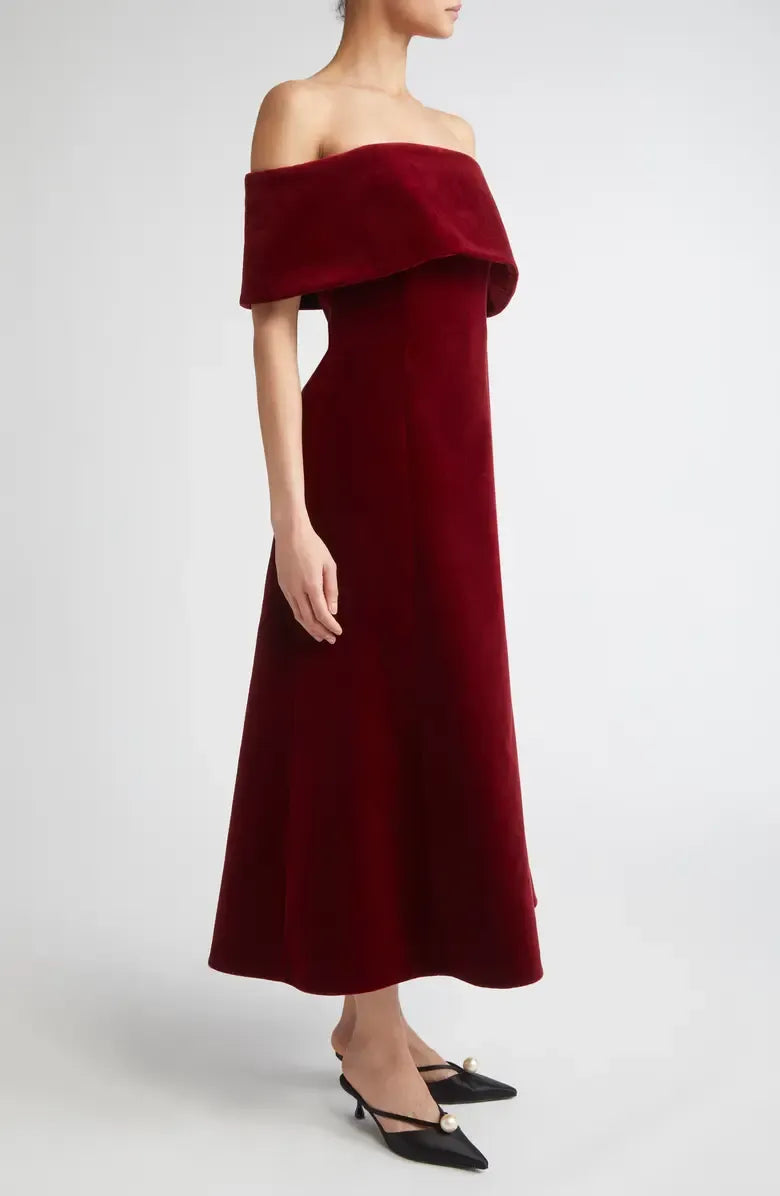 Timeless Special Occasion Sophisticated Graceful Stylish Elegant Burgundy Velvet A-Line Prom Dress