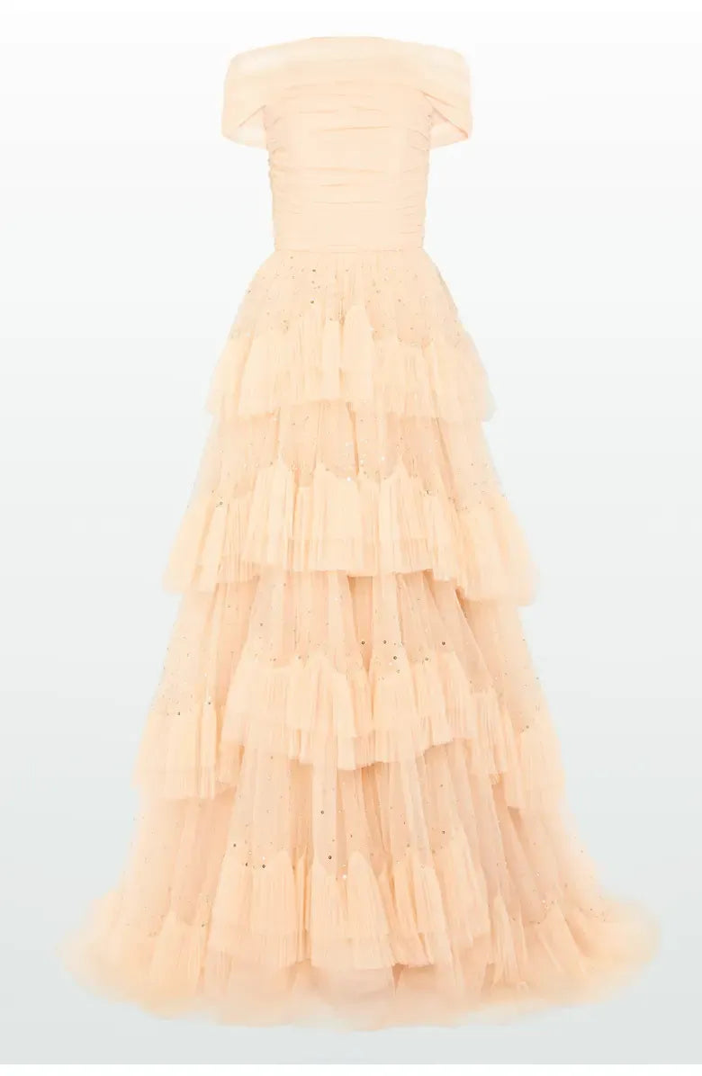 Stylish Refined Beautiful Timeless Elegant Navy Blue Tulle A-Line Floor-Length Prom Dress