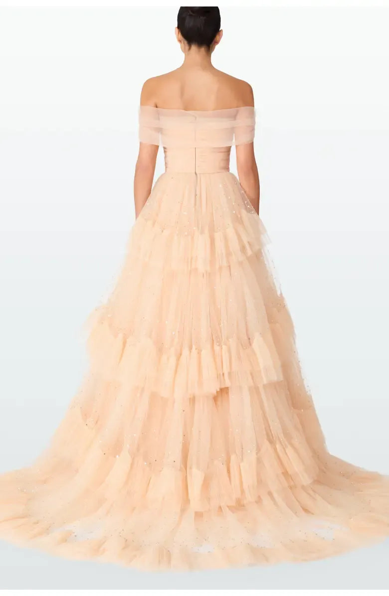 Stylish Refined Beautiful Timeless Elegant Navy Blue Tulle A-Line Floor-Length Prom Dress