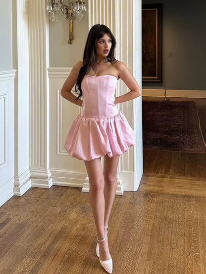 Timeless Special Occasion Sophisticated Graceful Elegant A-Line Strapless Sleeveless Mini Homecoming Dress