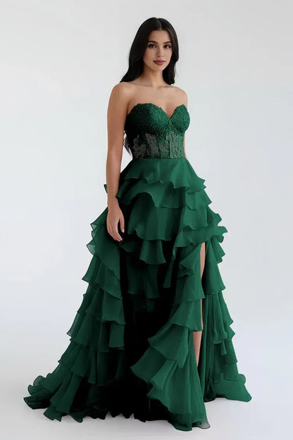 Beautiful Timeless Special Occasion Elegant Red Chiffon A-Line Sweetheart Sleeveless Prom Dress