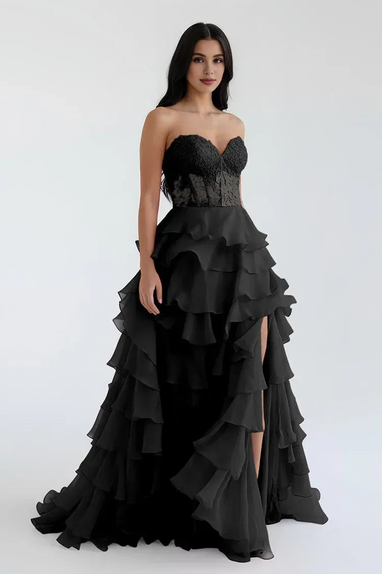 Beautiful Timeless Special Occasion Elegant Red Chiffon A-Line Sweetheart Sleeveless Prom Dress