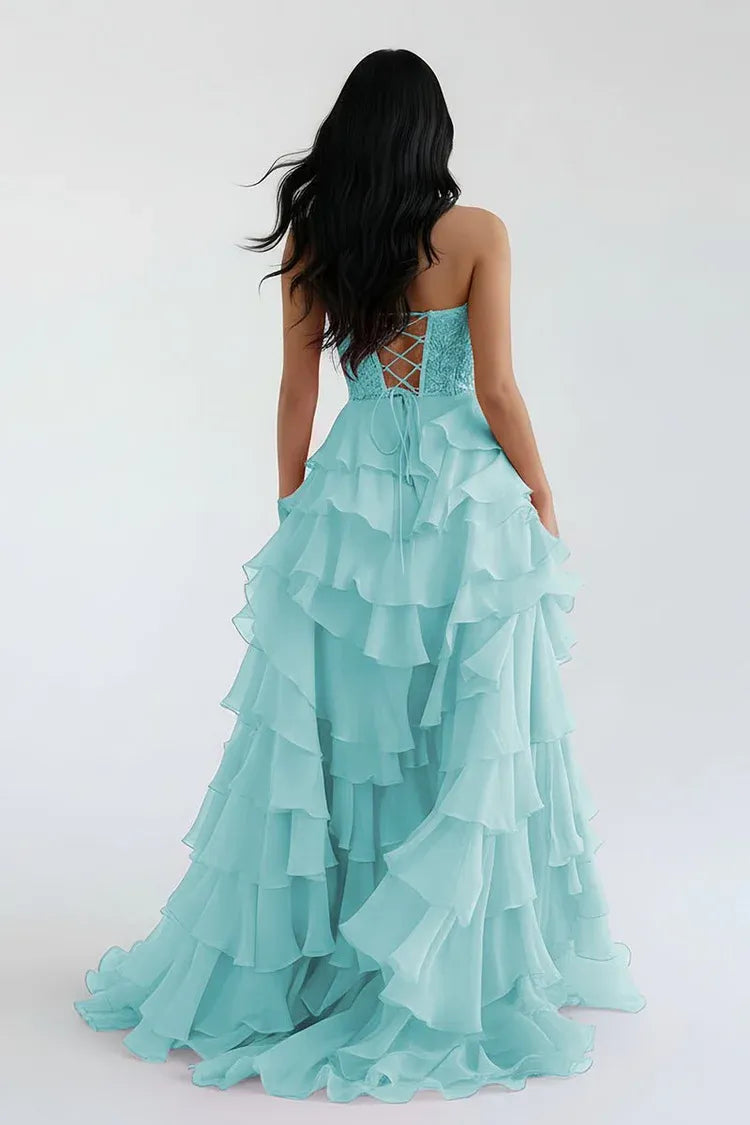 Beautiful Timeless Special Occasion Elegant Red Chiffon A-Line Sweetheart Sleeveless Prom Dress