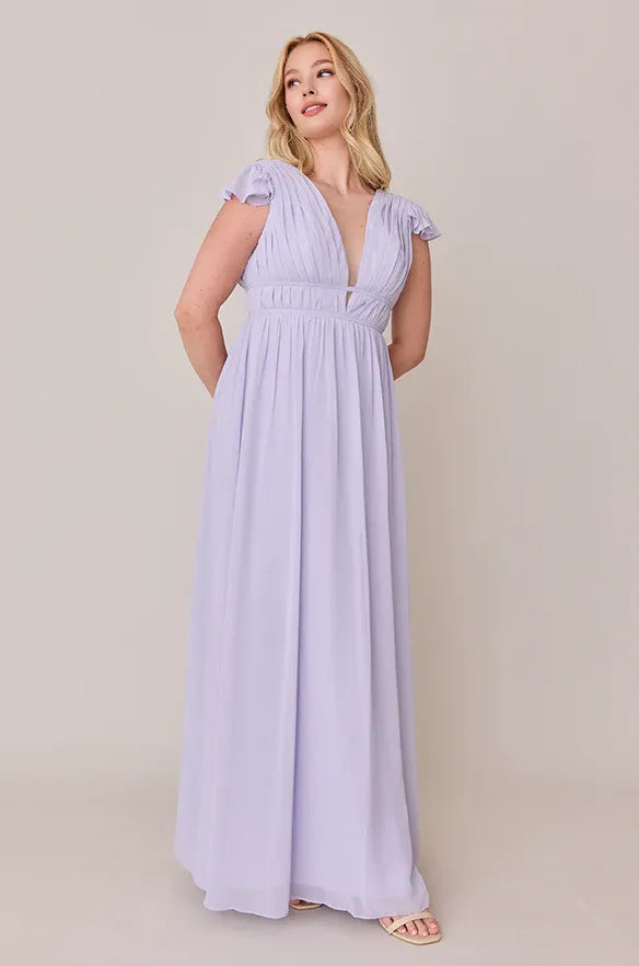Special Occasion Sophisticated Graceful Elegant Dusty Blue Chiffon A-Line Floor-Length Prom Dress