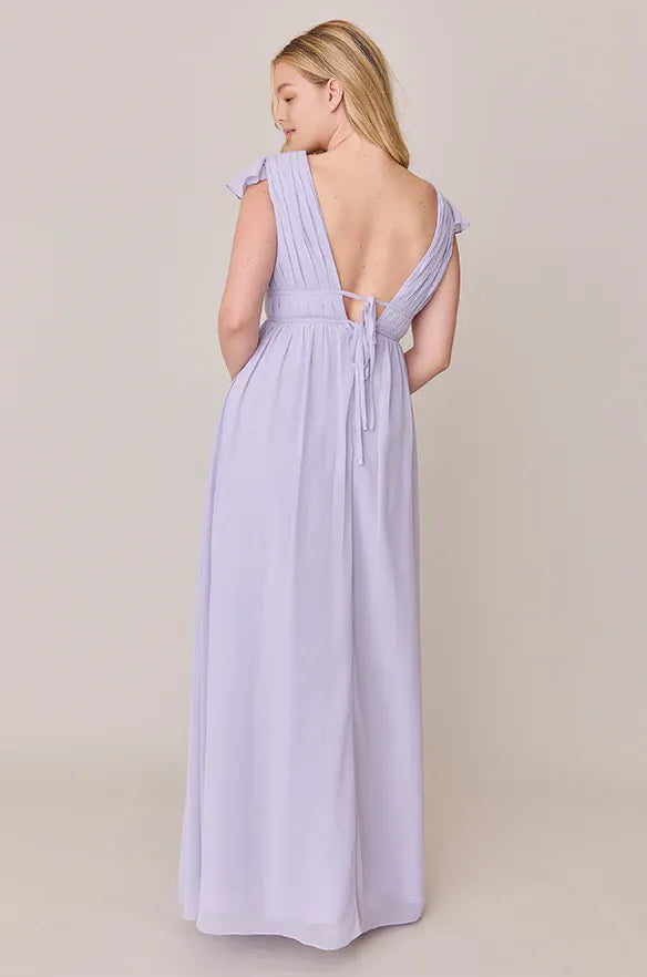 Special Occasion Sophisticated Graceful Elegant Dusty Blue Chiffon A-Line Floor-Length Prom Dress
