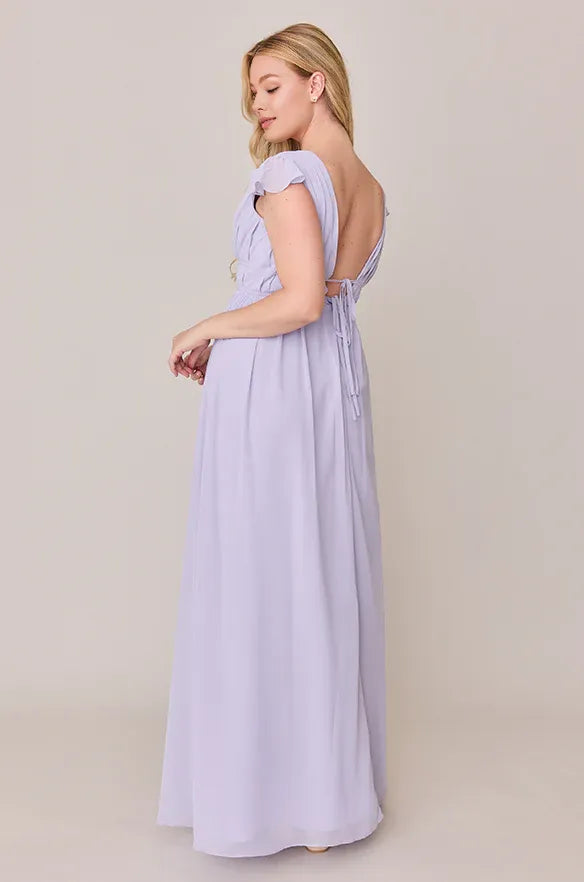 Special Occasion Sophisticated Graceful Elegant Dusty Blue Chiffon A-Line Floor-Length Prom Dress
