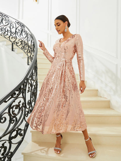Timeless Special Occasion Elegant Black Lace A-Line Long Sleeve Tea-Length Prom Dress