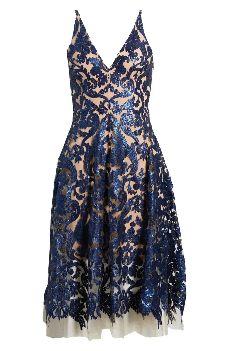 Sophisticated Graceful Stylish Refined Elegant Burgundy Sequins A-Line Sleeveless Tea-Length Prom Dress