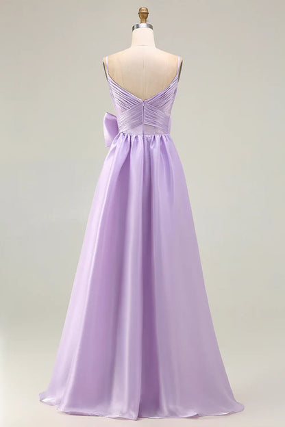 Sophisticated Graceful Stylish Refined Beautiful Elegant Lavender Satin Sleeveless Floor-Length Prom Dress
