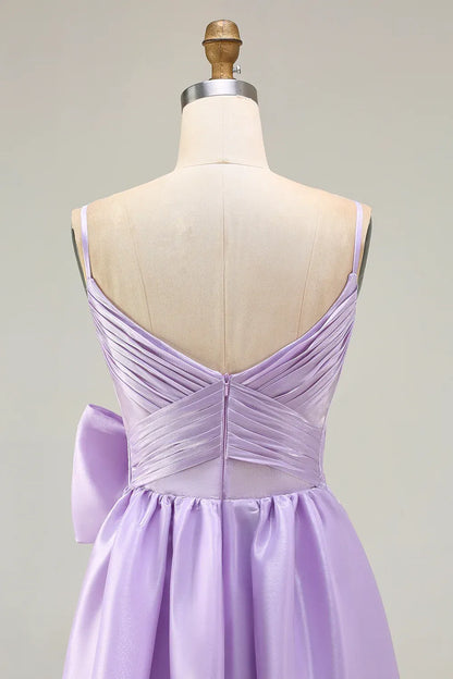 Sophisticated Graceful Stylish Refined Beautiful Elegant Lavender Satin Sleeveless Floor-Length Prom Dress