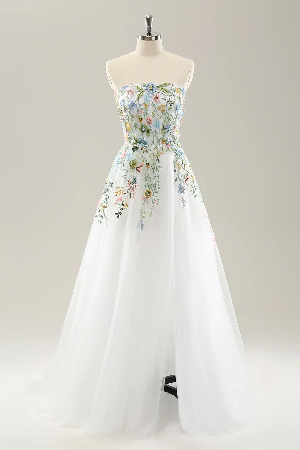 Special Occasion Sophisticated Graceful Stylish Elegant White Lace Strapless Sleeveless Wedding Dress