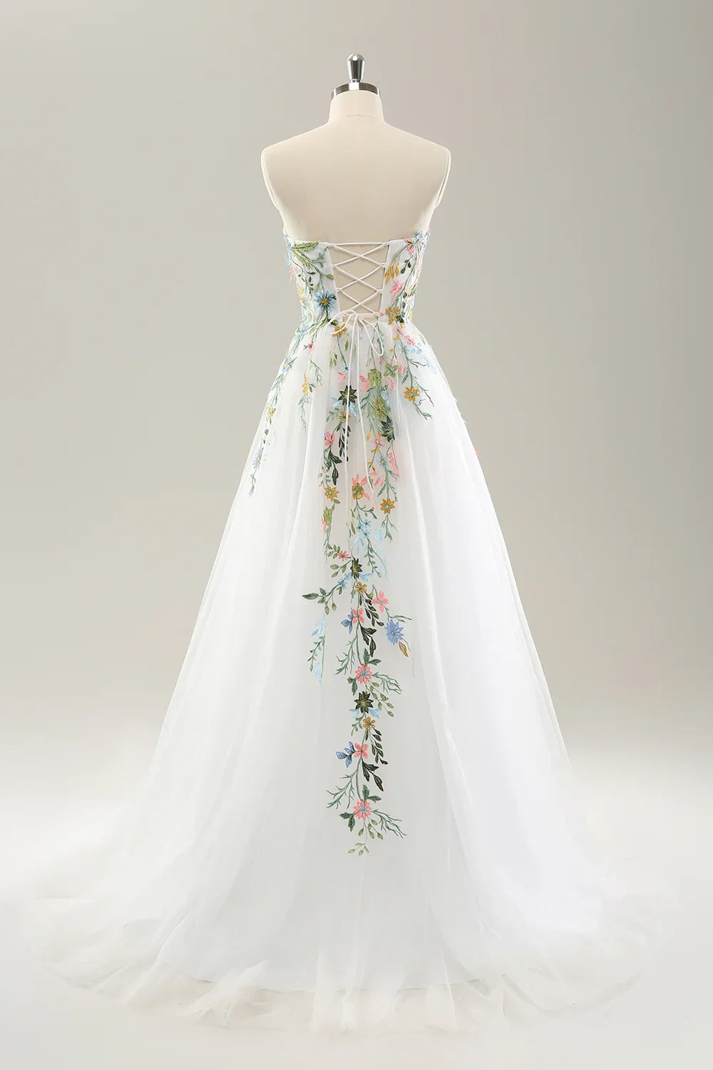 Special Occasion Sophisticated Graceful Stylish Elegant White Lace Strapless Sleeveless Wedding Dress