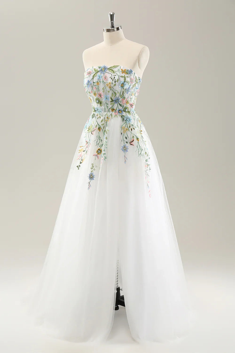 Special Occasion Sophisticated Graceful Stylish Elegant White Lace Strapless Sleeveless Wedding Dress