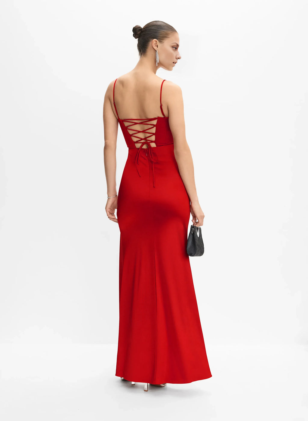 Stylish Refined Beautiful Timeless Elegant Red Satin Mermaid Sleeveless Floor-Length Prom Dress