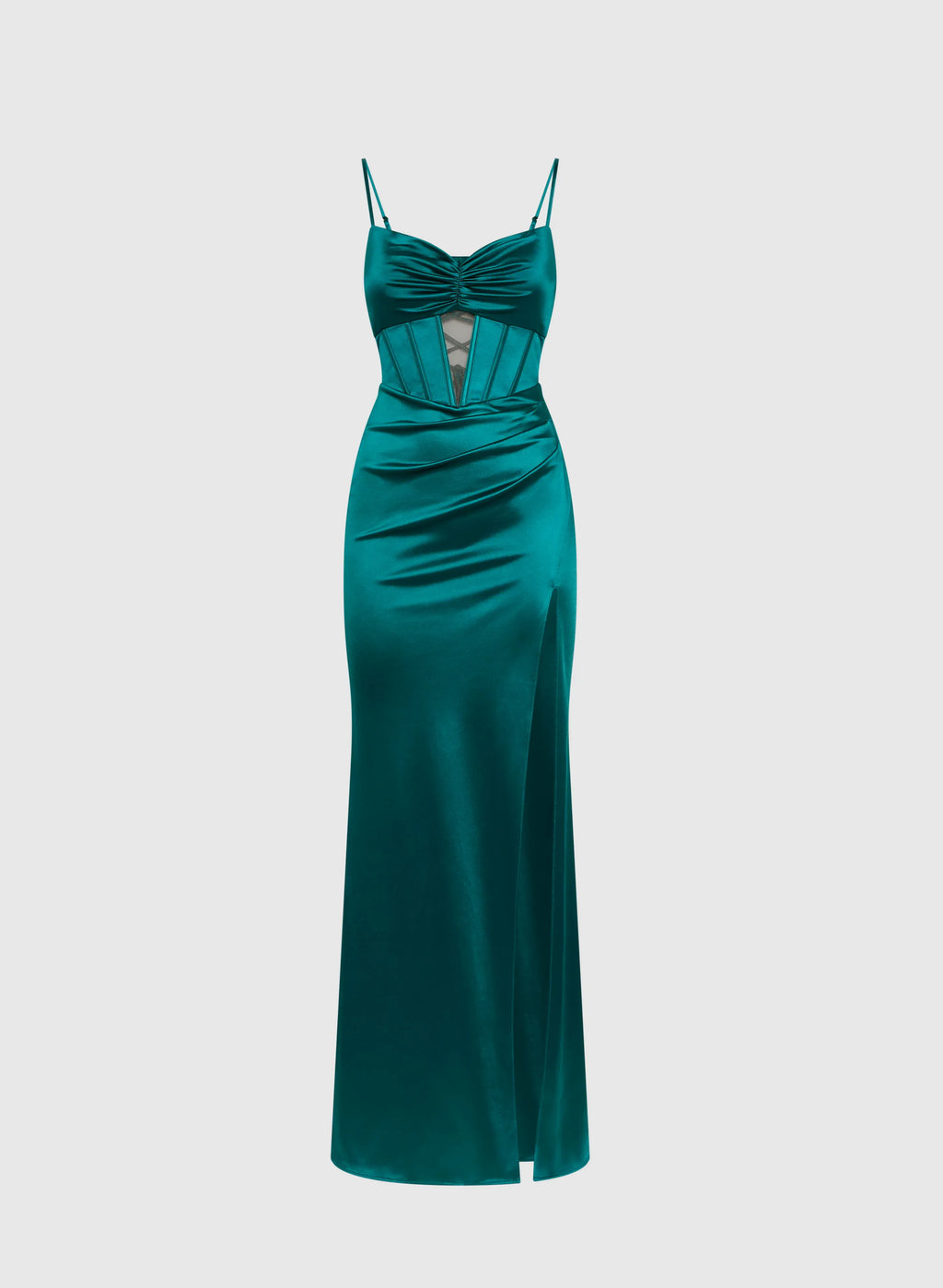 Timeless Special Occasion Sophisticated Elegant Teal Satin Mermaid Sleeveless Floor-Length Prom Dress