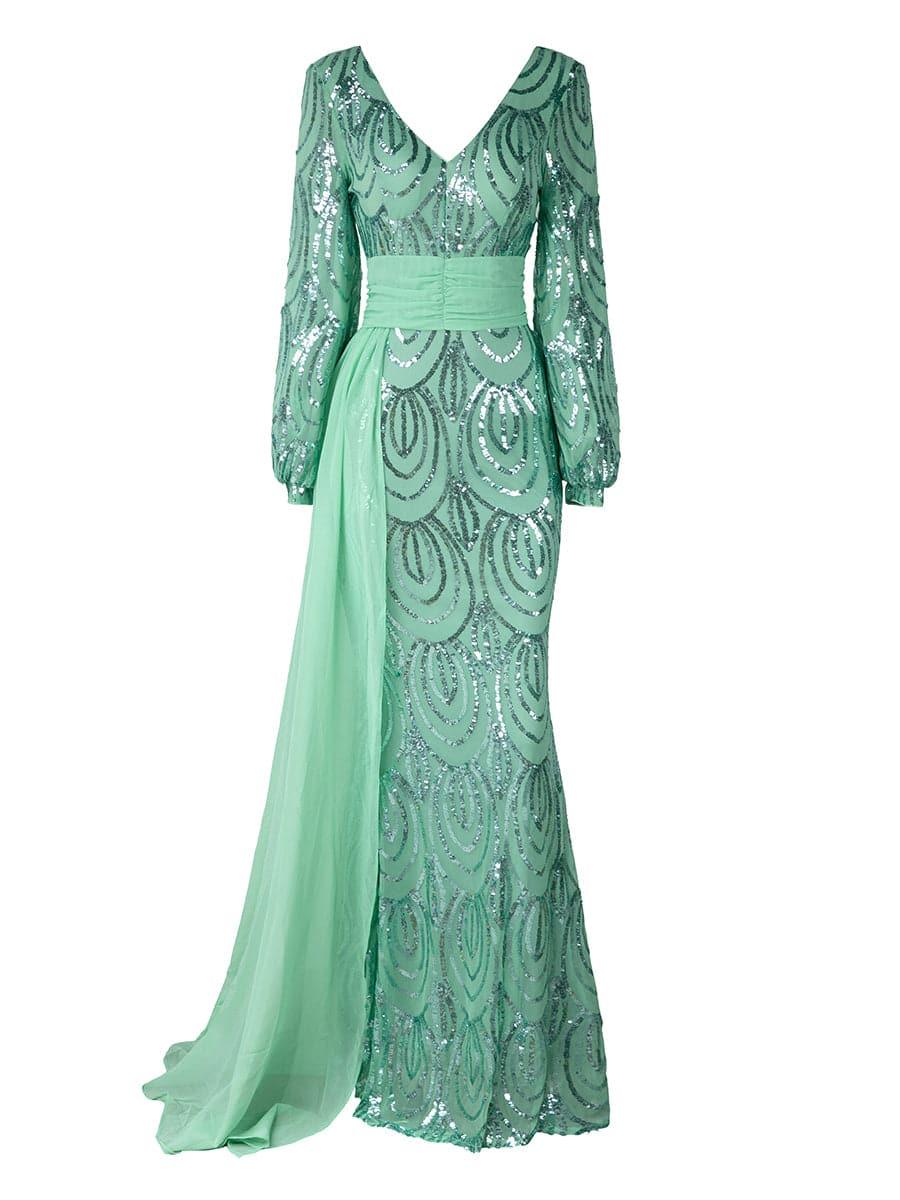 Timeless Special Occasion Elegant Silver Chiffon Mermaid Long Sleeve Long Prom Dress