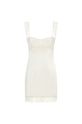 Stylish Refined Beautiful Timeless Elegant White Satin Sheath Sleeveless Mini Homecoming Dress