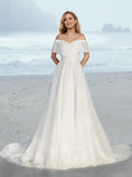 Princess Off-the-Shoulder Floor-Length Wedding Dress