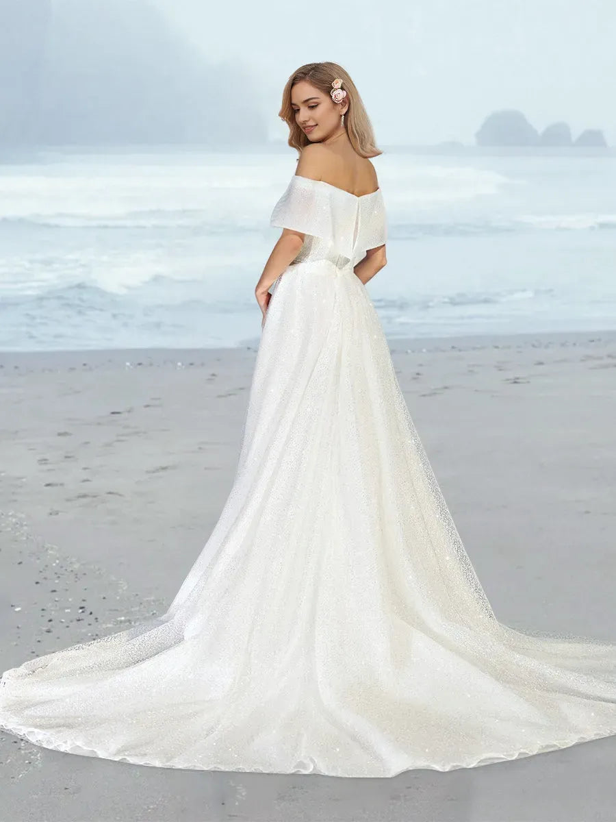 Princess Off-the-Shoulder Floor-Length Wedding Dress