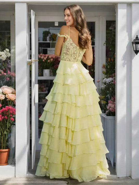 Romantic Red Ruffled A-Line Off-the-Shoulder Classic-Sleeve Classic-Back Floor-Length Prom Dress