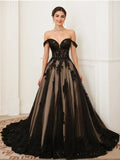 Princess Off-the Shoulder Sleeveless Wedding Dress with Appliques Beading