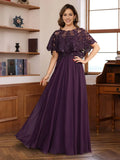 Princess Round Neck Floor-Length Elegant Mother of the Bride Groom Dresses with Appliques