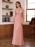 Princess Scoop Floor-Length Mother of the Bride Outfits with Pleated Sequins