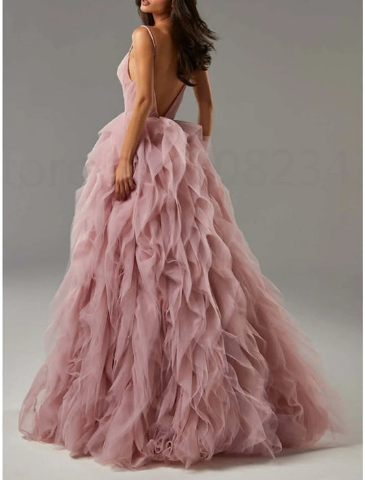 Elegant Red A-Line Classic-Neck Sleeveless Classic-Back Floor-Length Prom Dress