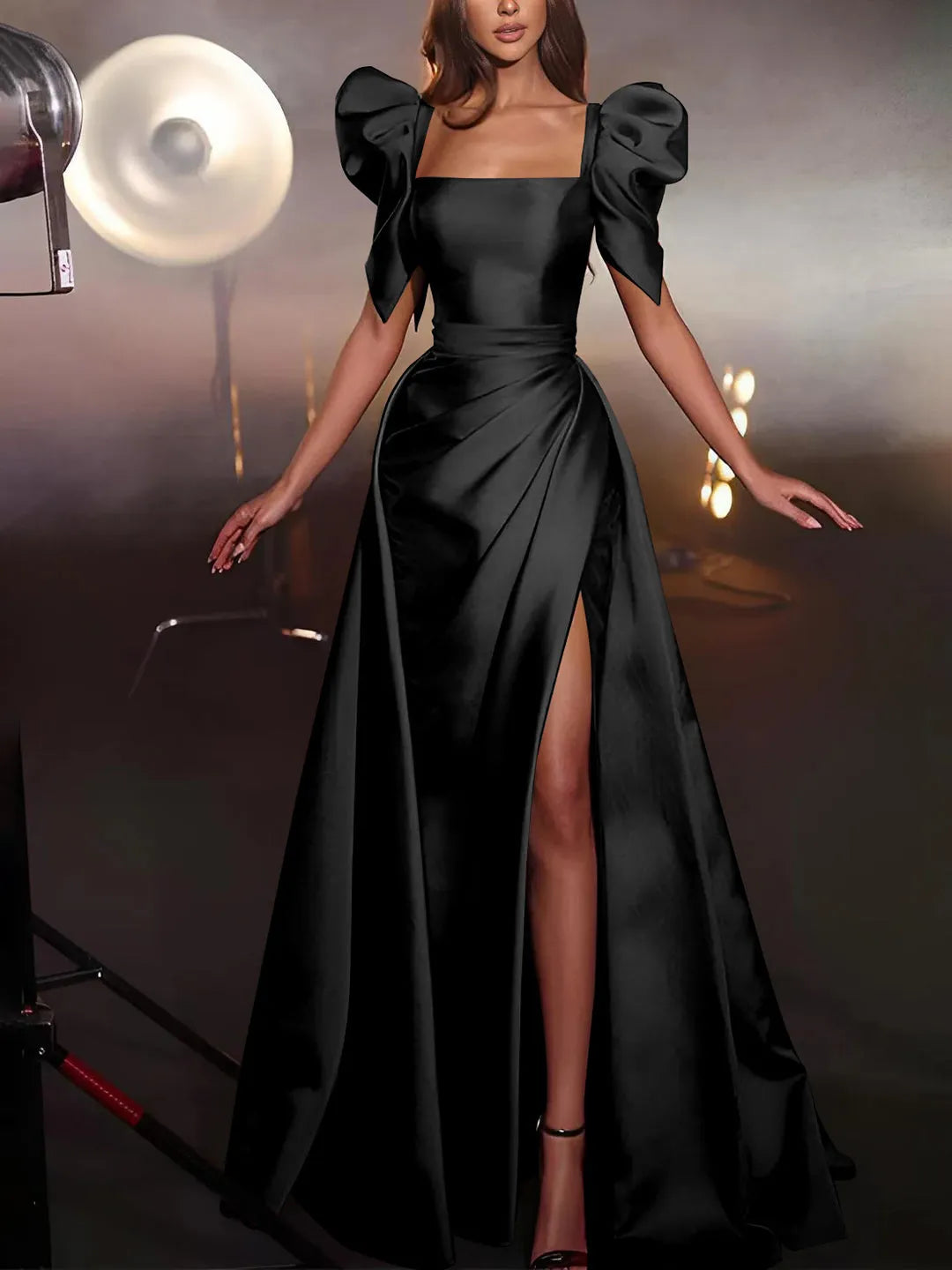 Princess Square Neck Floor-length Prom Dresses