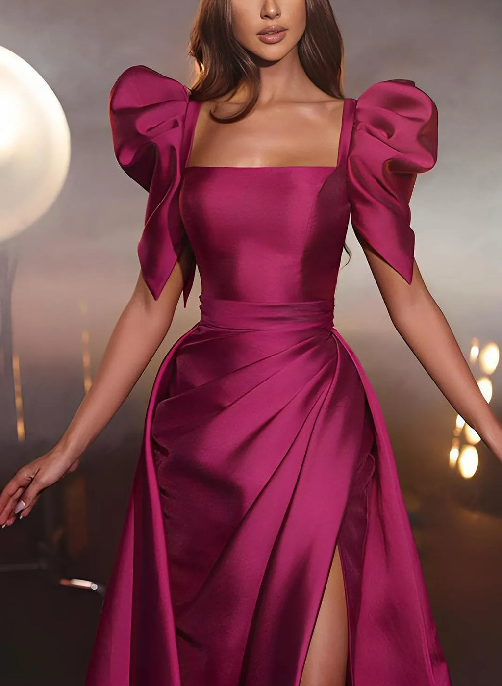 Princess Square Neck Floor-length Prom Dresses