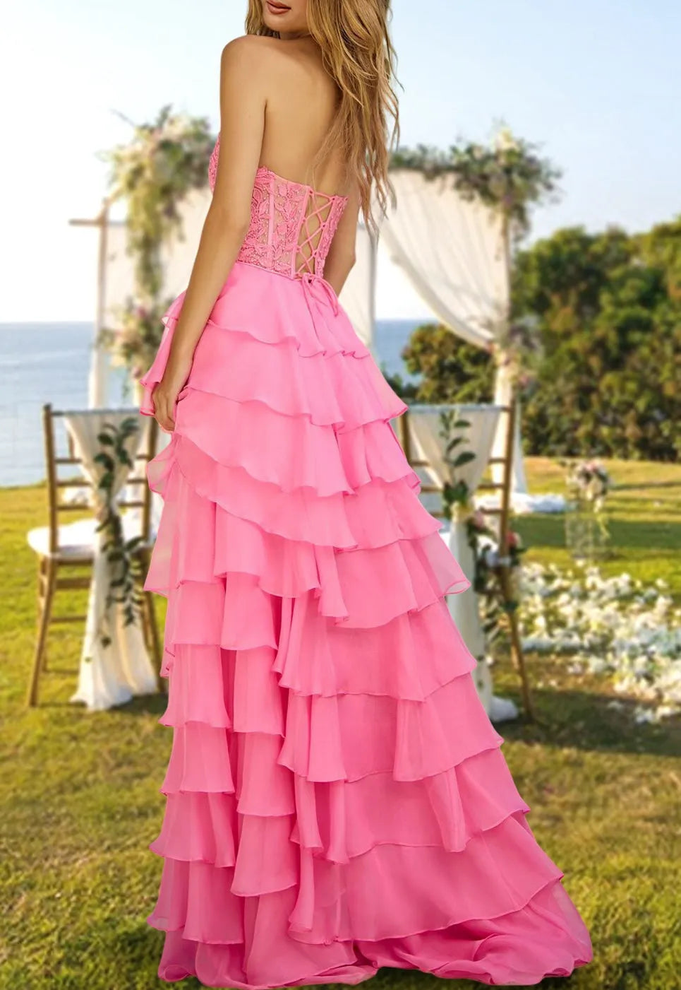 Princess Strapless Long Prom Evening Party Dresses with Sequins Split Side