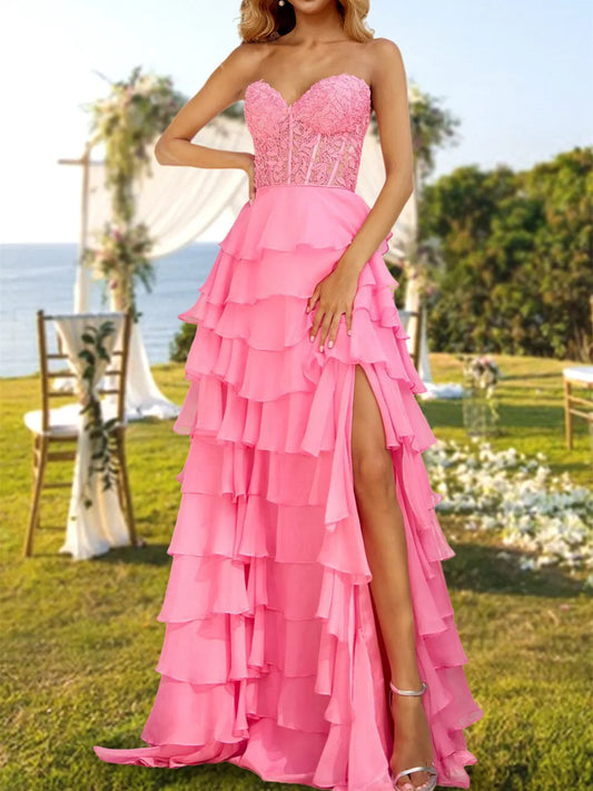 Elegant Red Sequin A-Line Strapless Classic-Sleeve Classic-Back Floor-Length Prom Dress