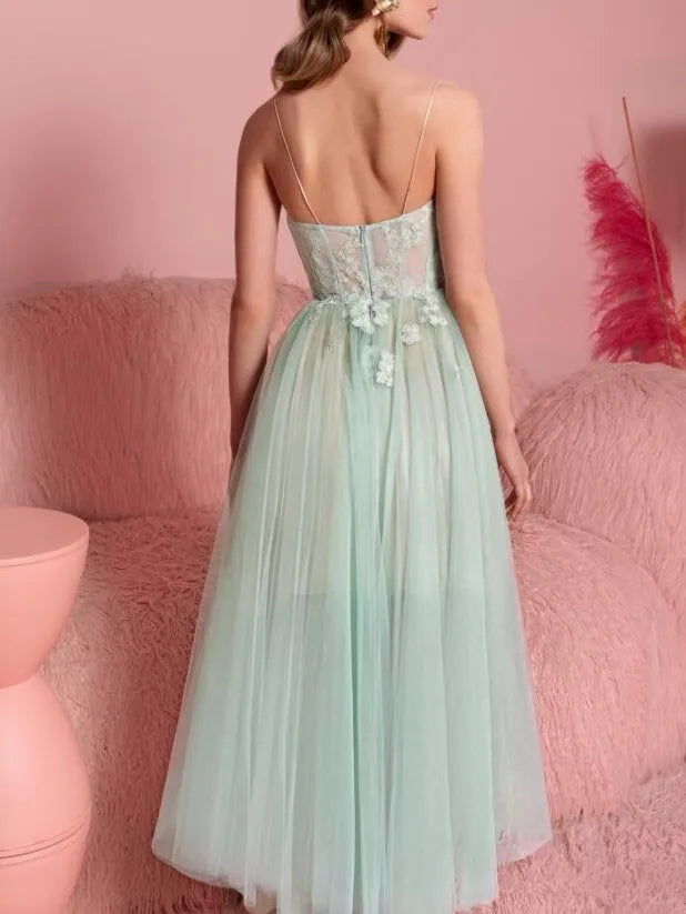 Princess Strapless Sleeveless Tea-Length Homecoming Dresses