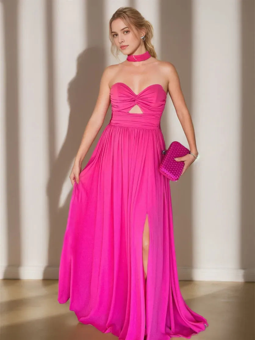 Princess Sweetheart Sleeveless Floor-Length Ruched Evening Dresses