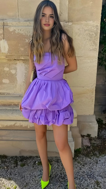 Elegant Red Ruffled A-Line Strapless Classic-Sleeve Classic-Back Mini-Length Homecoming Dress
