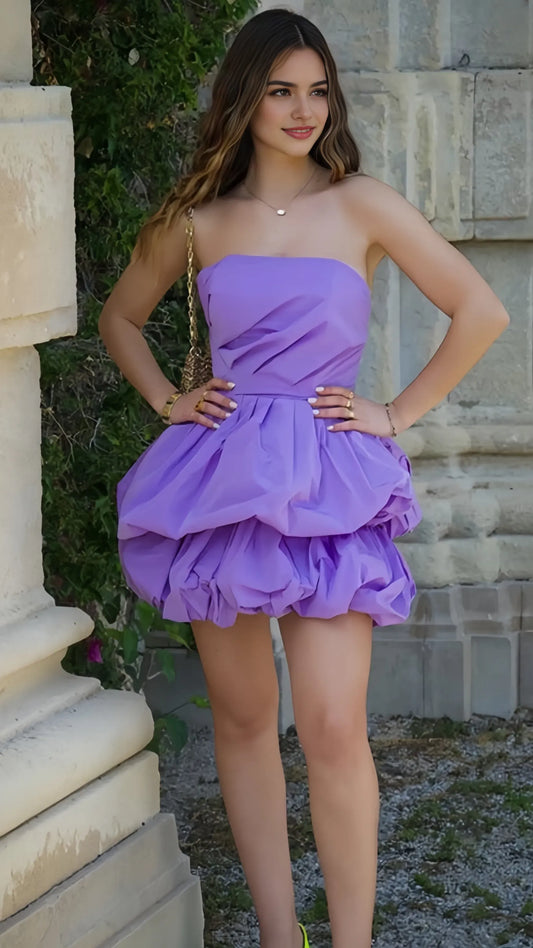 Elegant Red Ruffled A-Line Strapless Classic-Sleeve Classic-Back Mini-Length Homecoming Dress