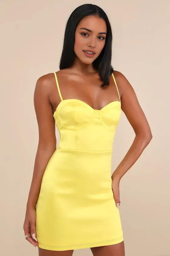 Yellow Radiant Corset - Style Homecoming Dress Spaghetti Straps Bodycon Silhouette ¨C Elevate Your Homecoming Glam to a Whole New Level