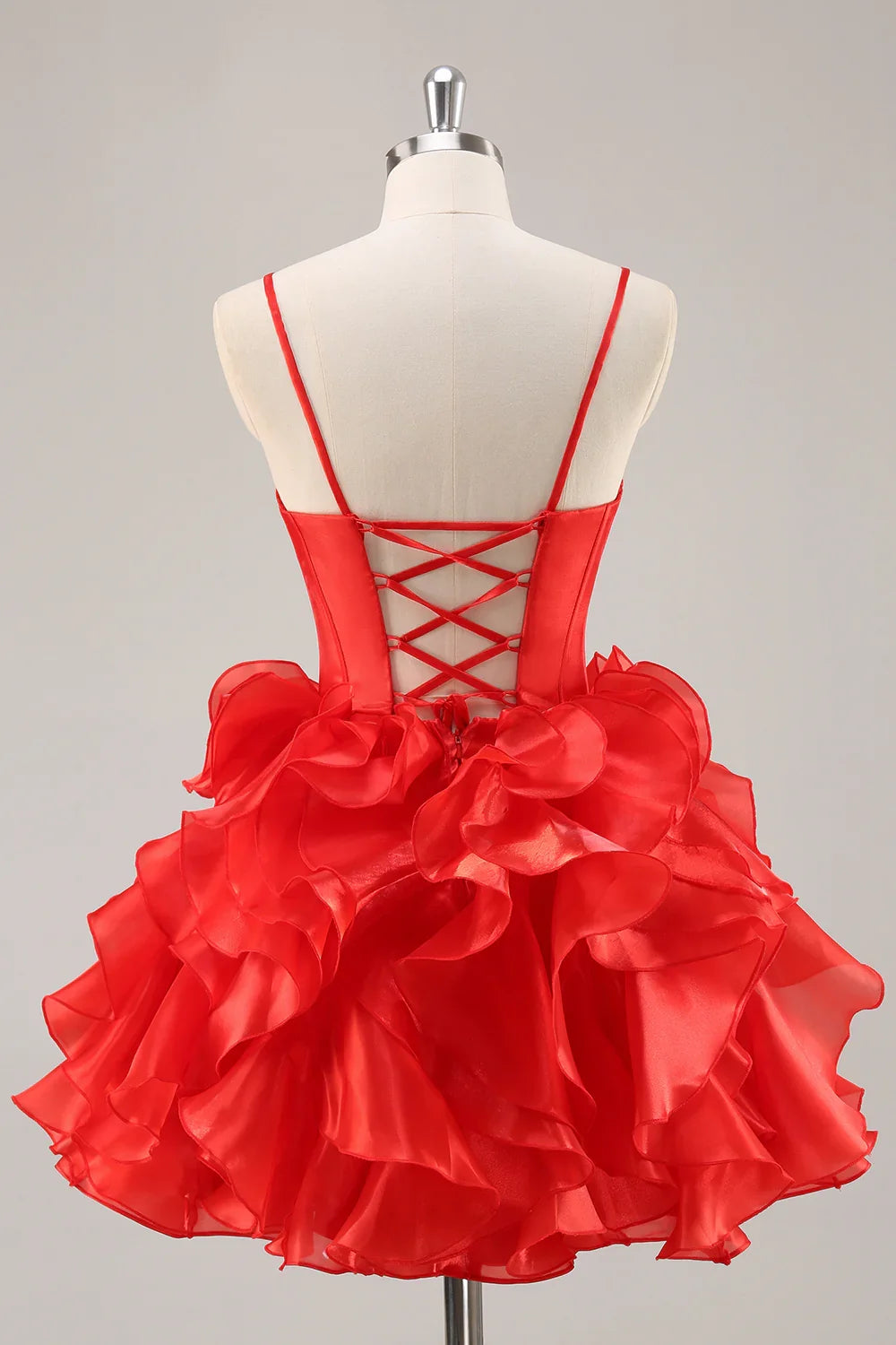 Red Corset Short Ruffled Homecoming Dress with Bows