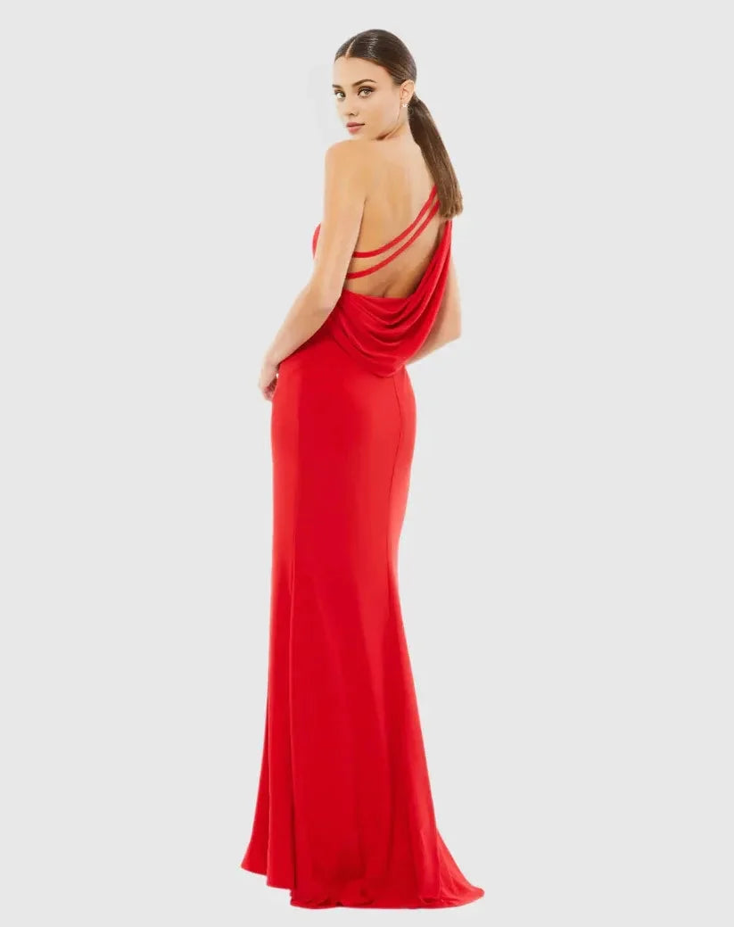 Refined Beautiful Timeless Chic Elegant Red Jersey Sheath Sleeveless Floor-Length Prom Dress
