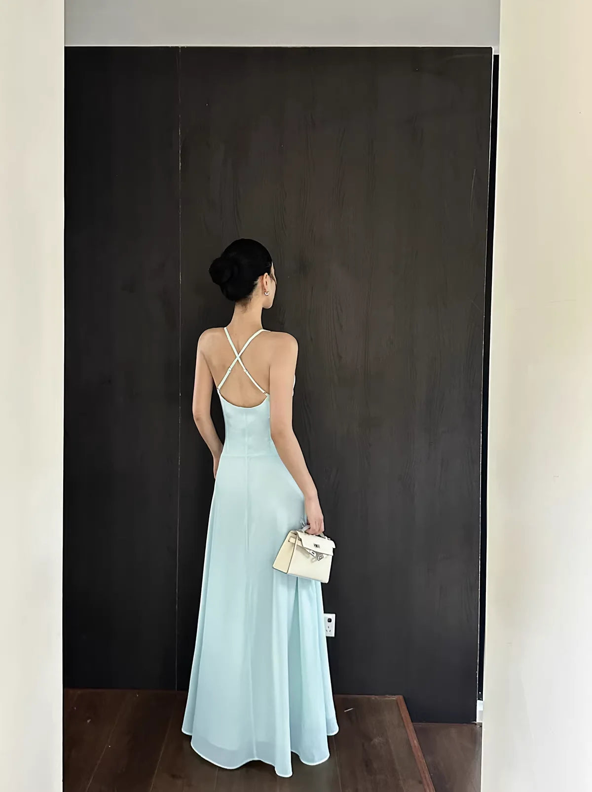 Green Refreshing A-Line Halter-Neck Ruched Mint Long Evening Dresses