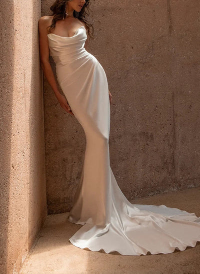 Retro style Trumpet Mermaid Fitted Cowl Neck Like Wedding Dresses
