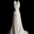 White Romantic A-Line Halter-Neck Sleeveless Ruffled Wedding Dresses