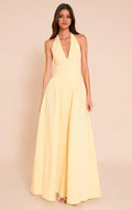 Romantic A-Line Halter Neck Sleeveless Tie-Back Floor-Length Prom Dresses for women