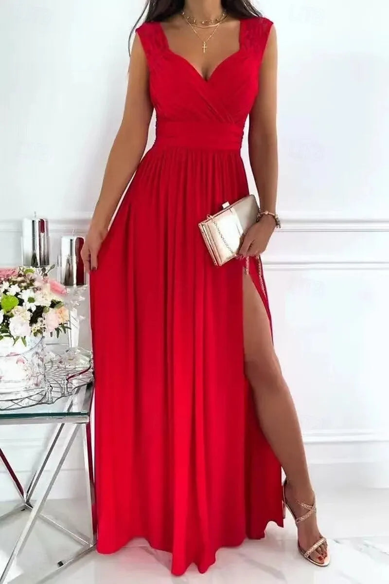 Lilac Romantic A-Line Sweetheart Neck Sleeveless Maxi Prom Dress