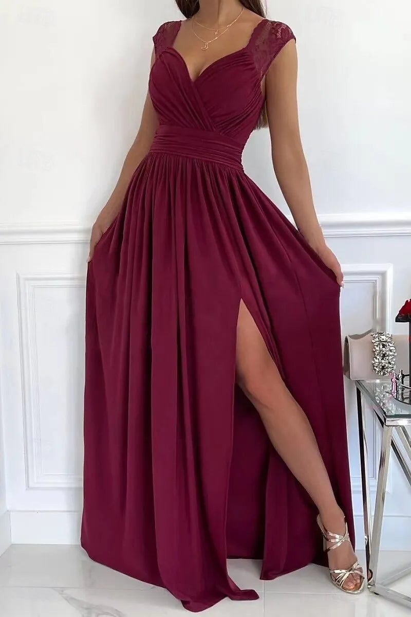 Lilac Romantic A-Line Sweetheart Neck Sleeveless Maxi Prom Dress