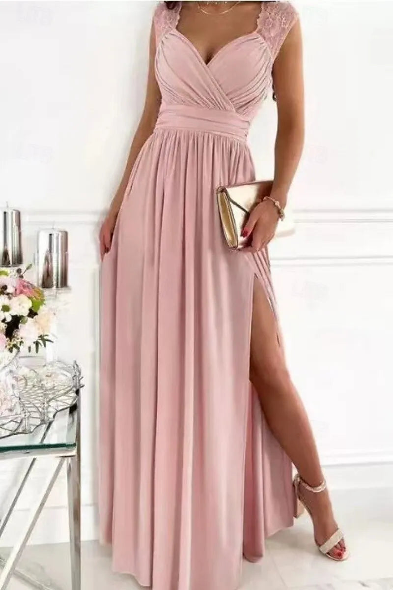 Lilac Romantic A-Line Sweetheart Neck Sleeveless Maxi Prom Dress