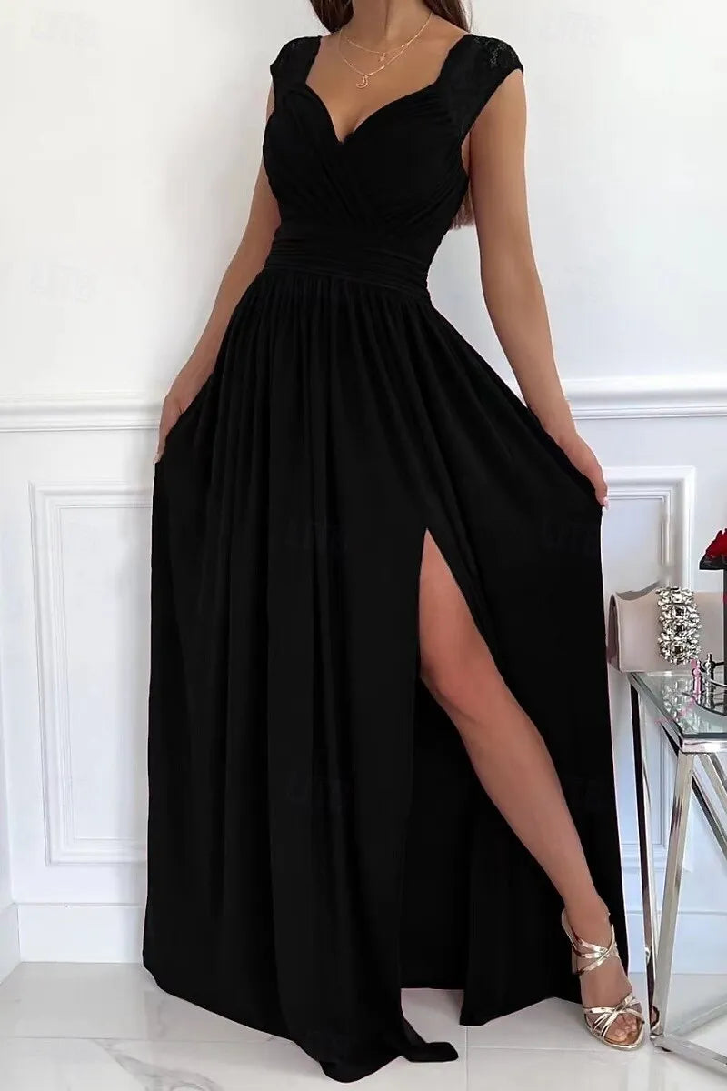 Lilac Romantic A-Line Sweetheart Neck Sleeveless Maxi Prom Dress