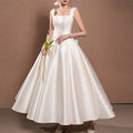 Ivory Romantic A-line Square Neck Sleeveless Bow-embellished Maxi Prom Dress for Women Custom