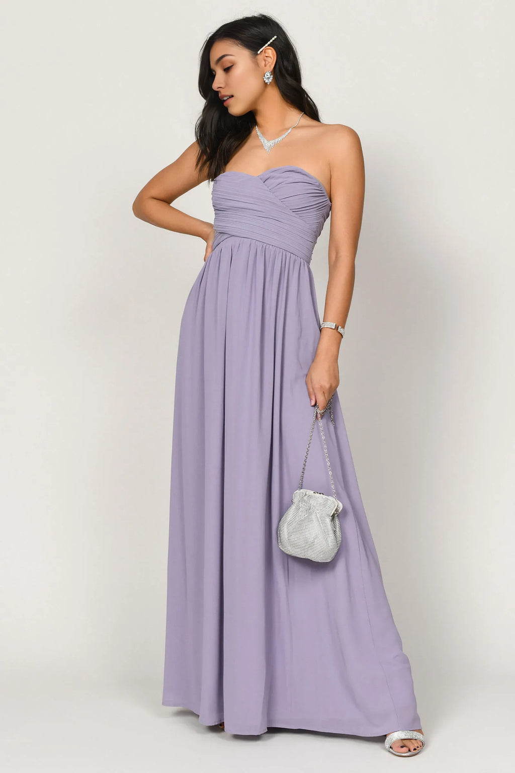 Purple Romantic Dusty A-Line Sweetheart Neck Sleeveless Ruched Back Zip Floor-Length Prom Dresses
